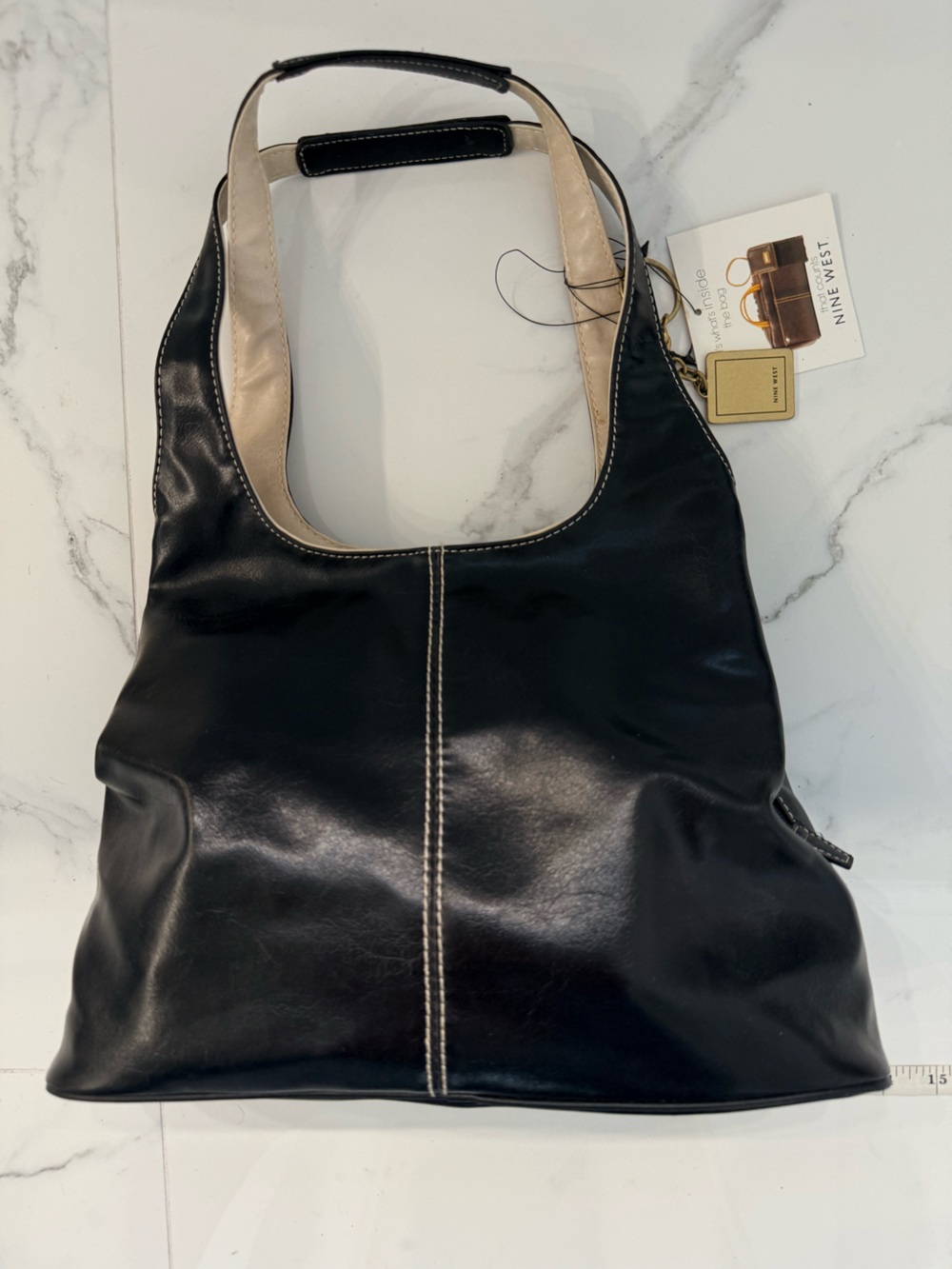 NWT Vintage Y2K Nine West Large Black Hobo Shoulder Bag Set Mirror Pouch Holster
